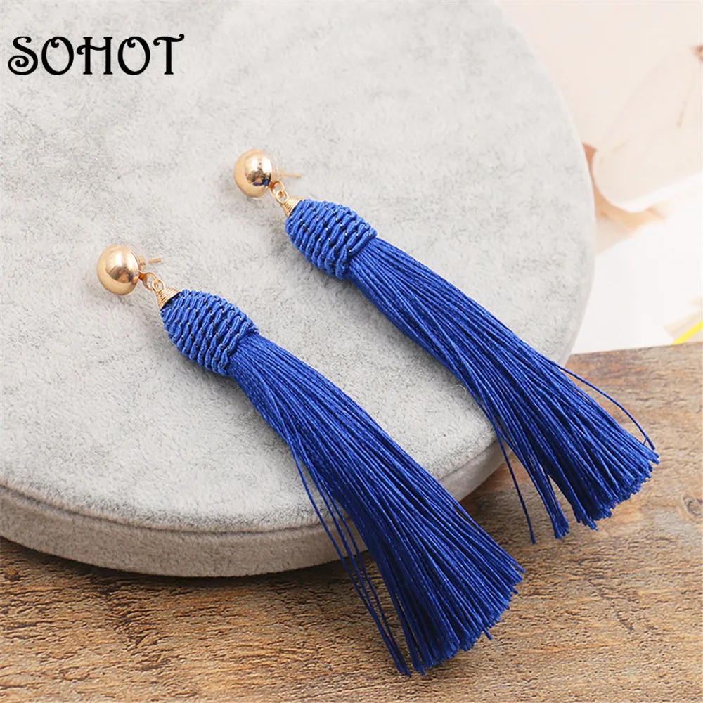 SOHOT Classic Style Colorful Tassel Drop Earrings Exquisited Handmade Rope Women Jewelry Dangle Accessories For Birthday Gift | Украшения и