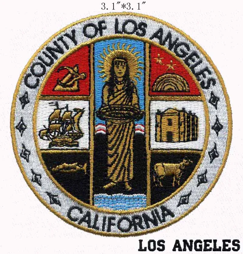 

County of Los Angeles California Seal 3.1"diameter embroidery patch for small sheep/flying hope/goddess