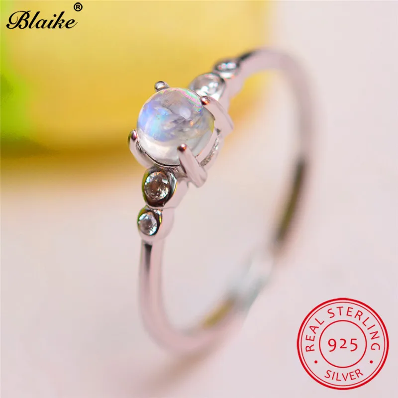 

Blaike 925 Sterling Silver Moonstone Rings For Women Dainty Open Resizable Ring Minimalist Wedding Thin Ring Fine Jewelry
