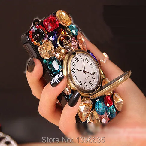 Cool 3D Elephant Pocket Watch Bling Capa Cases for Samsung Galaxy S8 S9 S10 Plus S10e S7 Edge Note 10 9 8 Crystal FundaS |
