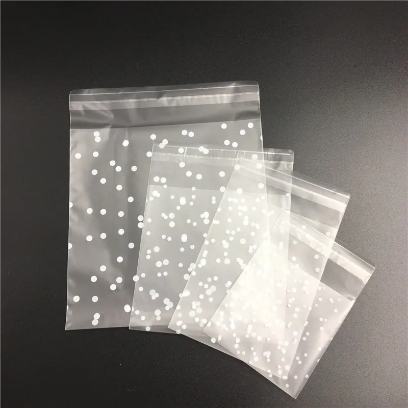 4 Sizes 100pcs Clear Frosted Cookie Bag Self adhesive Plastic Cookie