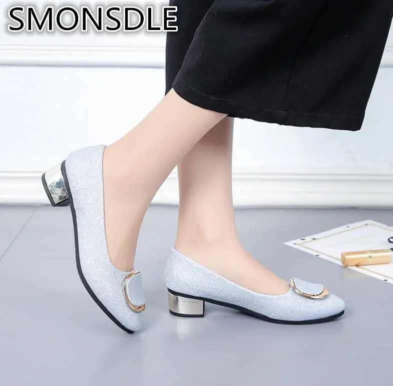 

SMONSDLE 2018 summer new European and American casual thick with non-slip metal decoration wild bean shoes women A66