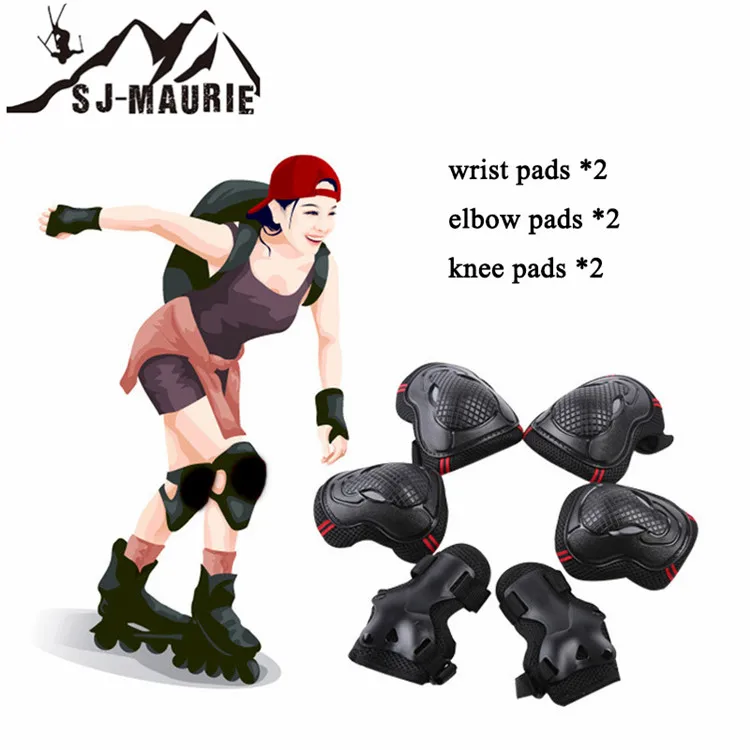

SJ-MAURIE 6pcs Skates Skateboard Skiing Wrist Knee & Elbow Protector Set Adult Kids Knee Pads Protection Sports Safety Guard