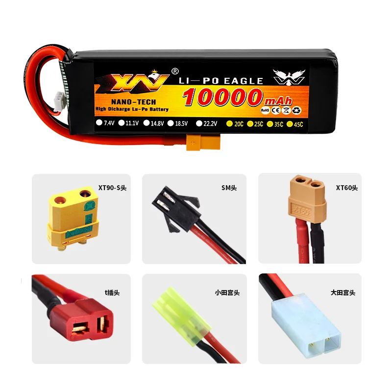 

11.1v 10000mah 35C Li-po Battery XT90 XT60 T Plug For RC Car Bigfoot Climbing remote Control Car