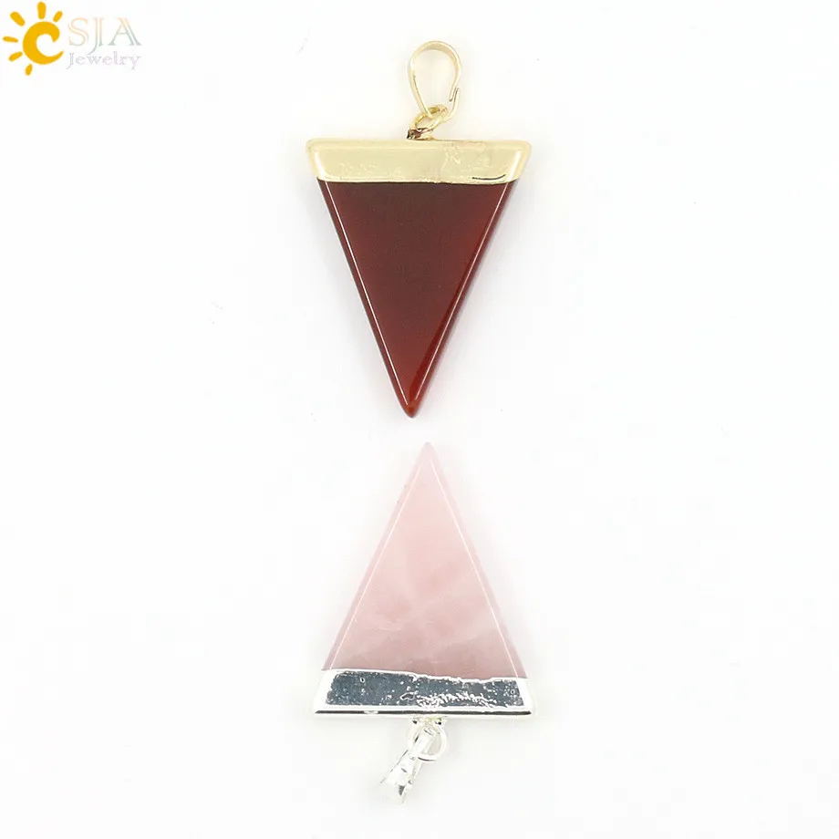 Natural Stone Pendants Triangle Natural Stone Pendant for Girl Gift