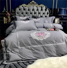 New 100 Egyptian Cotton Luxury Embroidery Bouquet Bedding Sets Bed Sheet Queen King size 4pcs Duvet