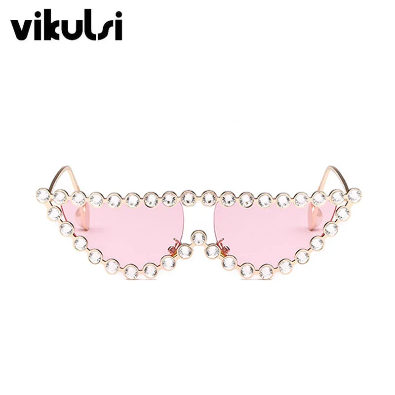 D727 gold pink Кристальные солнцезащитные очки маленькие винтажные женские брендовые дизайнерские Роскошные новые модные очки градиентные линзы UV400 сексуальные ретро солнцезащитные очки - Цвет линз: D727 gold pink