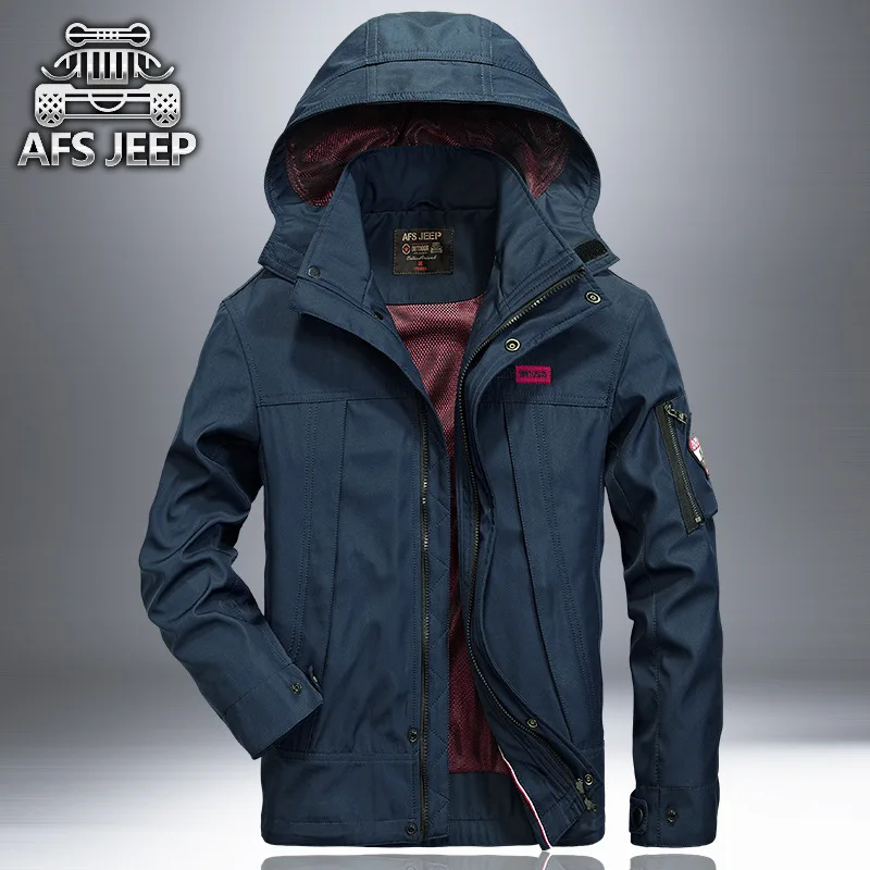 AFS جيب يندبروف ماء سترة عسكرية معطف 2018 عارضة مقنعين الربيع الخريف جاكيتات رجالي زائد حجم 4XL سترة واقية معطف