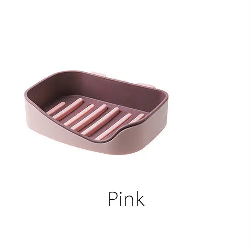 Аксессуары для ванной, душа мыло коробка с двойным дном настенный подвесной для хранения поднос плиты держатель Чехол контейнер высокого качества Органайзеры - Цвет: Pink