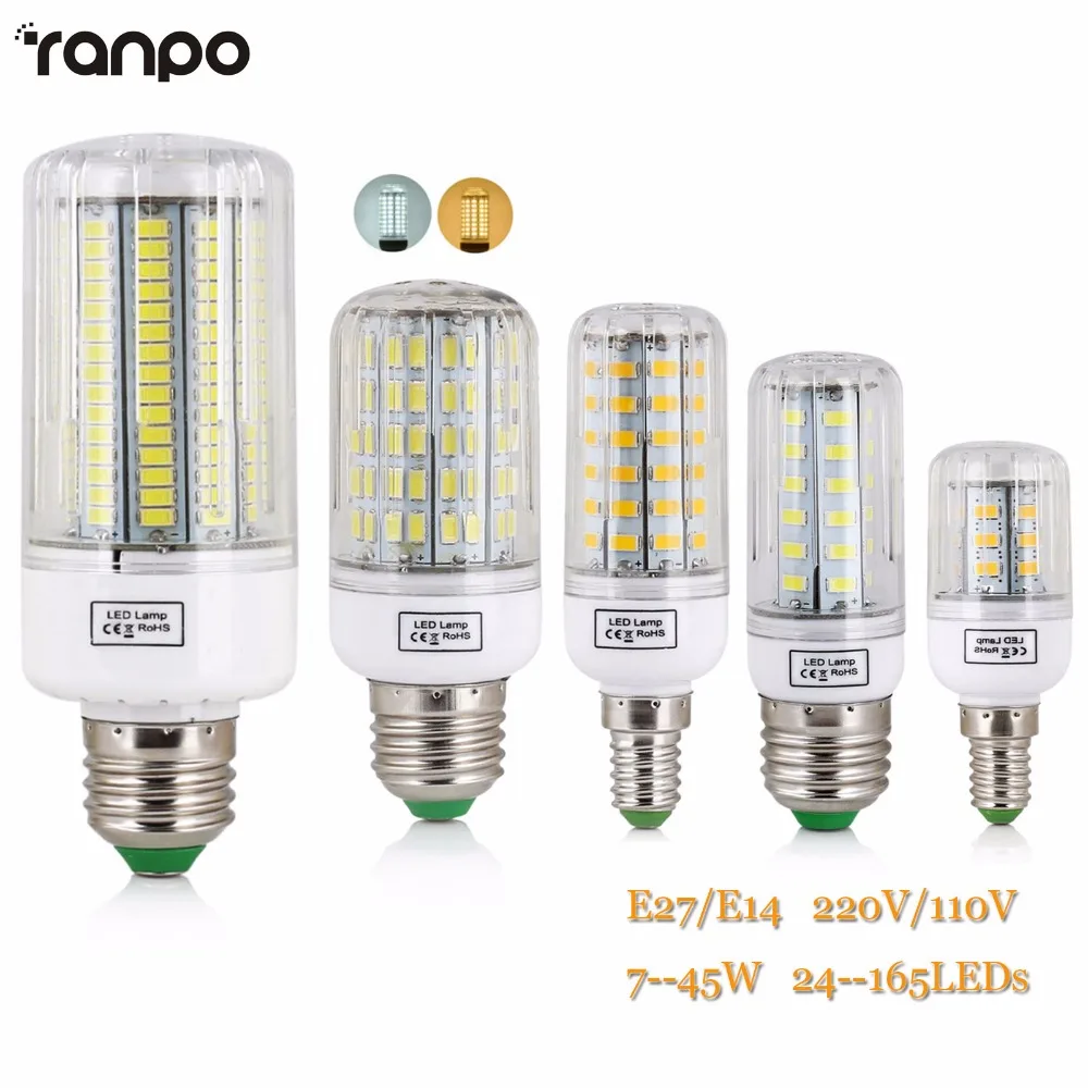 E27 светодиодный светильник 5730 SMD лампы E14 220V Кукуруза 24 30 42 64 80 89 108 136 s лампа Bombillas