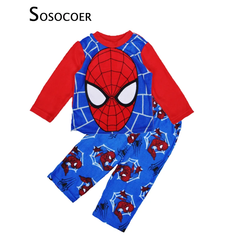sosocoer spiderman pyjamas kids clothing sets cartoon spider man