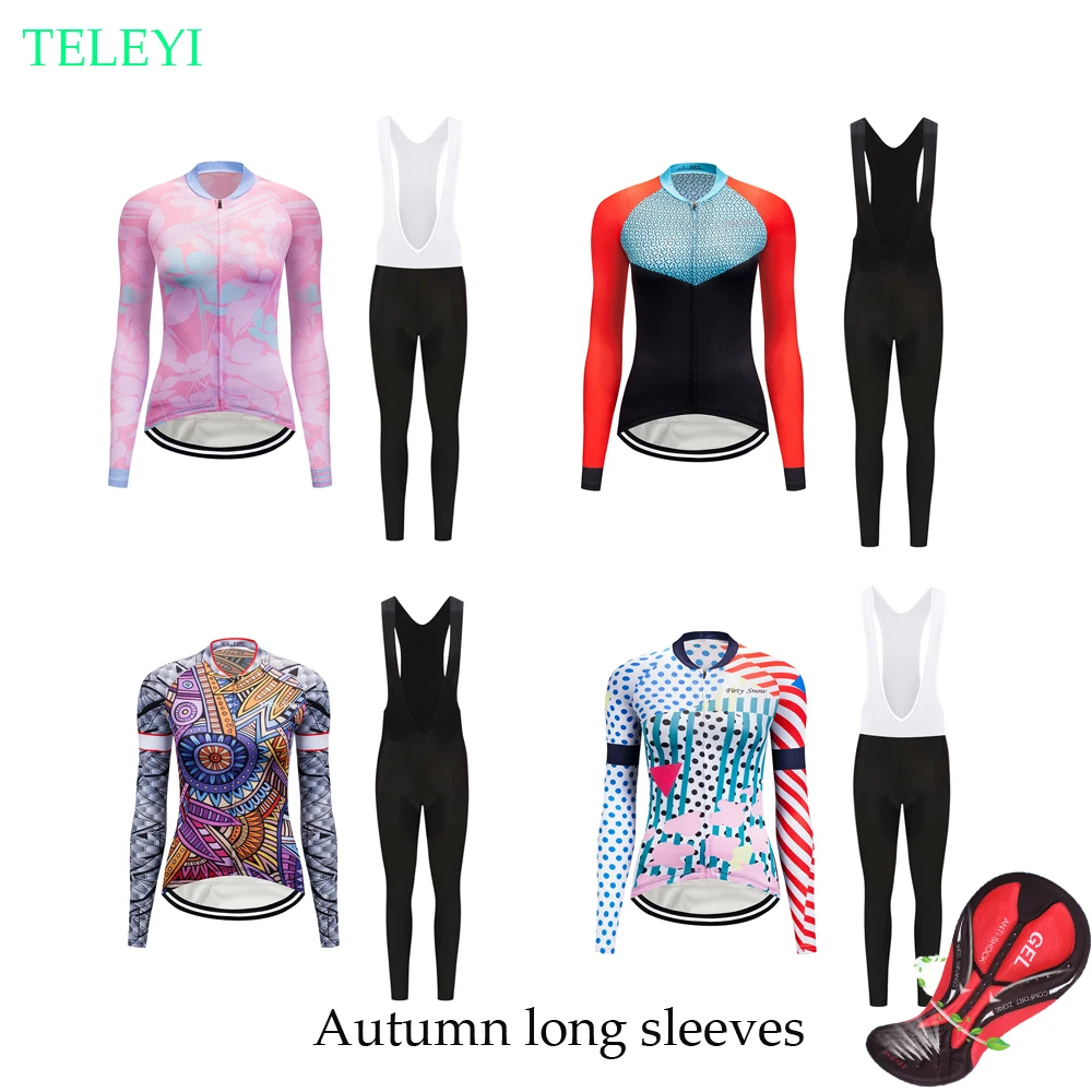 

Women's long sleeve cycling clothing 2019 Pro bike jersey BIB set MTB bicycle clothes maillot pants blouses sport suit wear kit