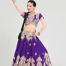 Индийский сари женщина красивый танцевальный костюм Индия Пакистан стиль представление наборы топ+ юбка+ шарф