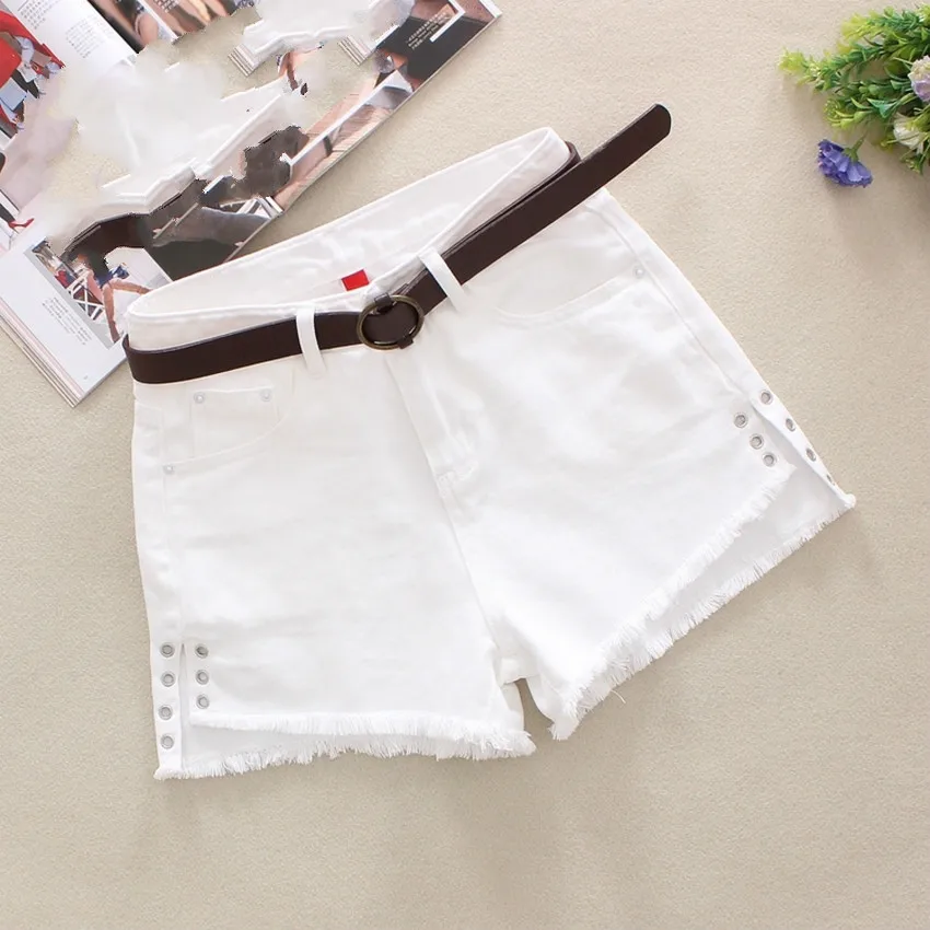 

Hot Girls Summer High Waist Denim Shorts 2020 New Fashion Casual White Jeans Shorts Tassel Sexy Short Feminino