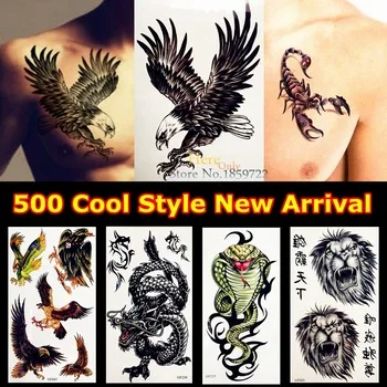 3D Large Black Eagle Tattoo Stickers For Men YF-H025 White hawk Removable waterproof tattoo fake arm sheets Women Paste