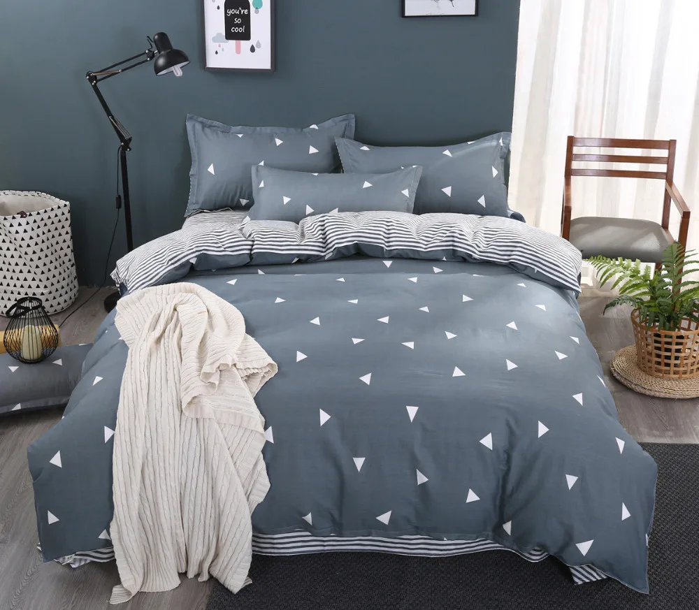 

WLIARLEO Geometric Bedding Set Anti-Mite Comforter bedding sets Plain Stripes Adult Duvet Cover Set For Home,Dormitory Bedspread