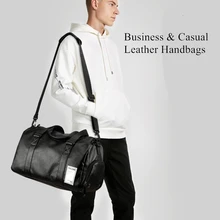 Модная деловая мужская дорожная сумка, чемодан Водонепроницаемый черный вещевой мешок открытый большой емкости высокого качества PU кожаные сумки