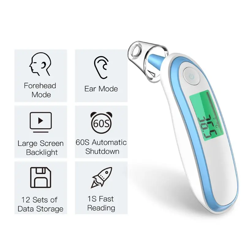 Ушной и ЛОБНЫЙ термометр медицинский цифровой инфракрасный термометр для измерения температуры тела у детские, для малышей взрослых Цельсия и Фаренгейта Converti