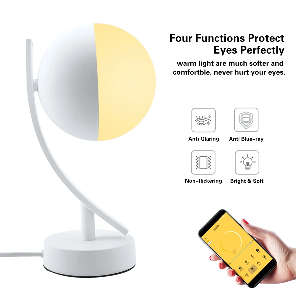 

7W Smart LED Table Light Moon RGBW WiFi APP Control Dimmable Warm Lunar Night Lamp Compatible AC100-240V
