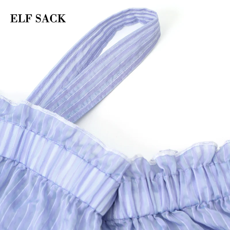 Женская блузка с вырезом лодочкой ELFSACK розовая в полоску рукавами фонариками