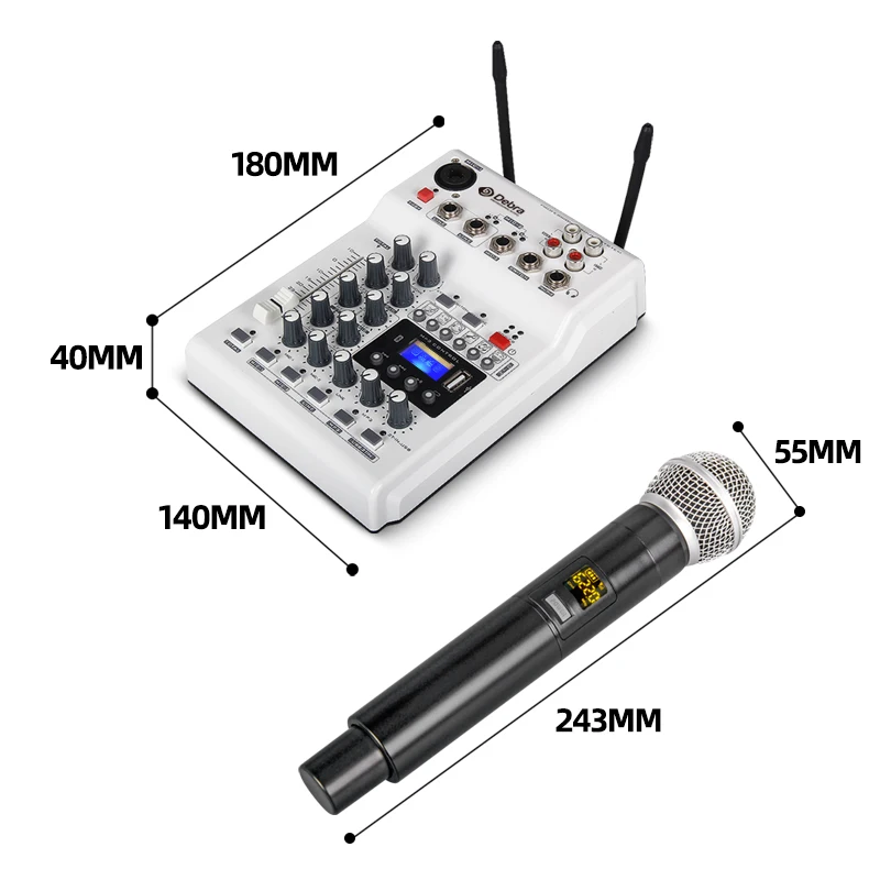 DebraAudio DJ консольный микшер звуковая карта с 2 канала УВЧ беспроводной микрофон для