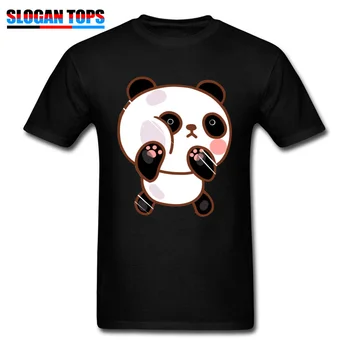 

Kawaii T-shirt Men Cute Panda Black T Shirts Short Sleeve Cartoon Design Clothes Summer Fall Tops & Tees Simple Funny Tshirt