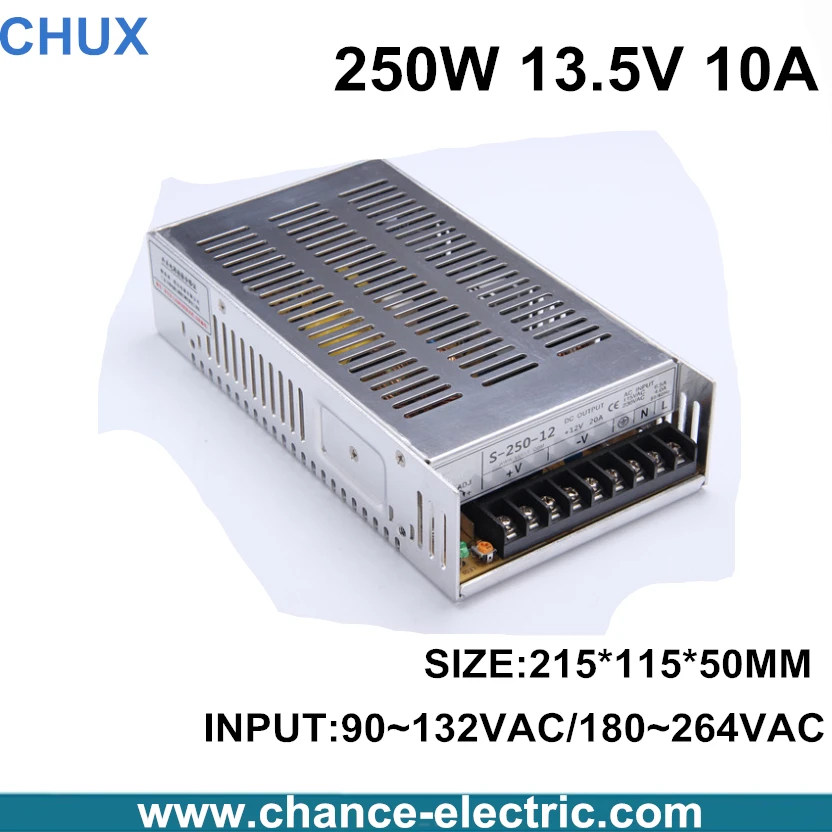 single output china industry LED Switching mode Power Supply 13.5v dc 10A for led light 250W(S -250W-13.5V) free shipping single output china industry LED Switching mode Power Supply 13.5v dc 10A for led light 250W(S -250W-13.5V) free shipping