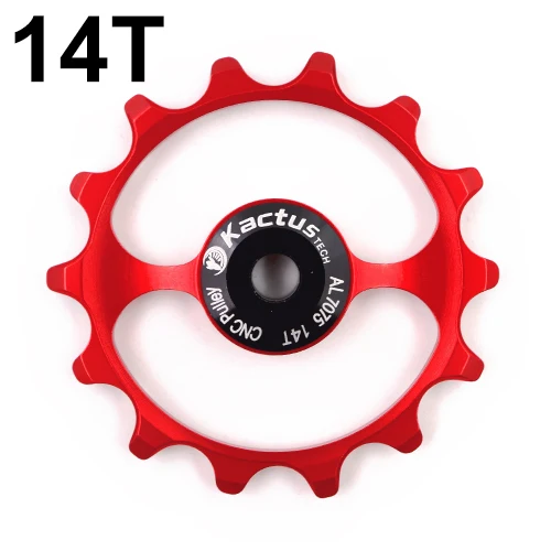 11 speed ceramic carbon fiber bicycle rear derailleur guide bike wheel pulleys Bearing Jockey pulley wheel set bicycle parts - Цвет: 14T RED