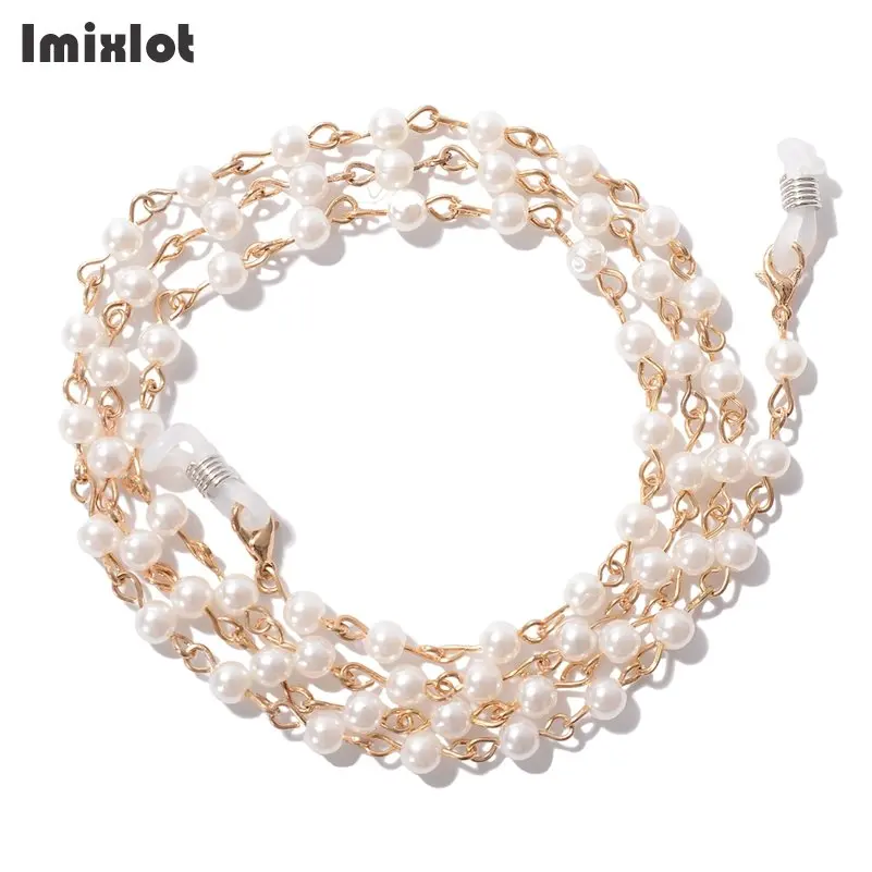 

Fashion Simulated-pearl Beads Chains Sunglasses Lanyard Strap Necklace Metal Eyeglass Glasses Chain Cord Reading Glasses Strap