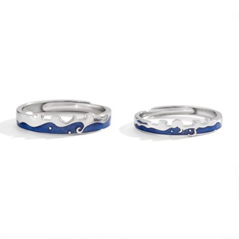 Qevila Fashion S925 Sterling Silver Original Allure Love Couple Rings For Lovers Texture Elegant Sexy Ring For Women Men Jewelry (15)