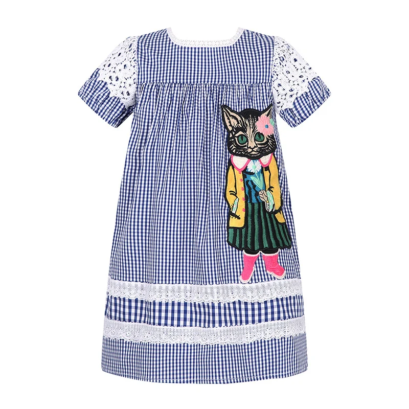 W. L. Monsoon/детская одежда в европейском и американском стиле летнее платье новое модное платье в клетку с котами детское платье принцессы платье для девочек