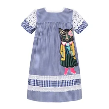 W. L. Monsoon/детская одежда в европейском и американском стиле летнее платье новое модное платье в клетку с котами детское платье принцессы платье для девочек
