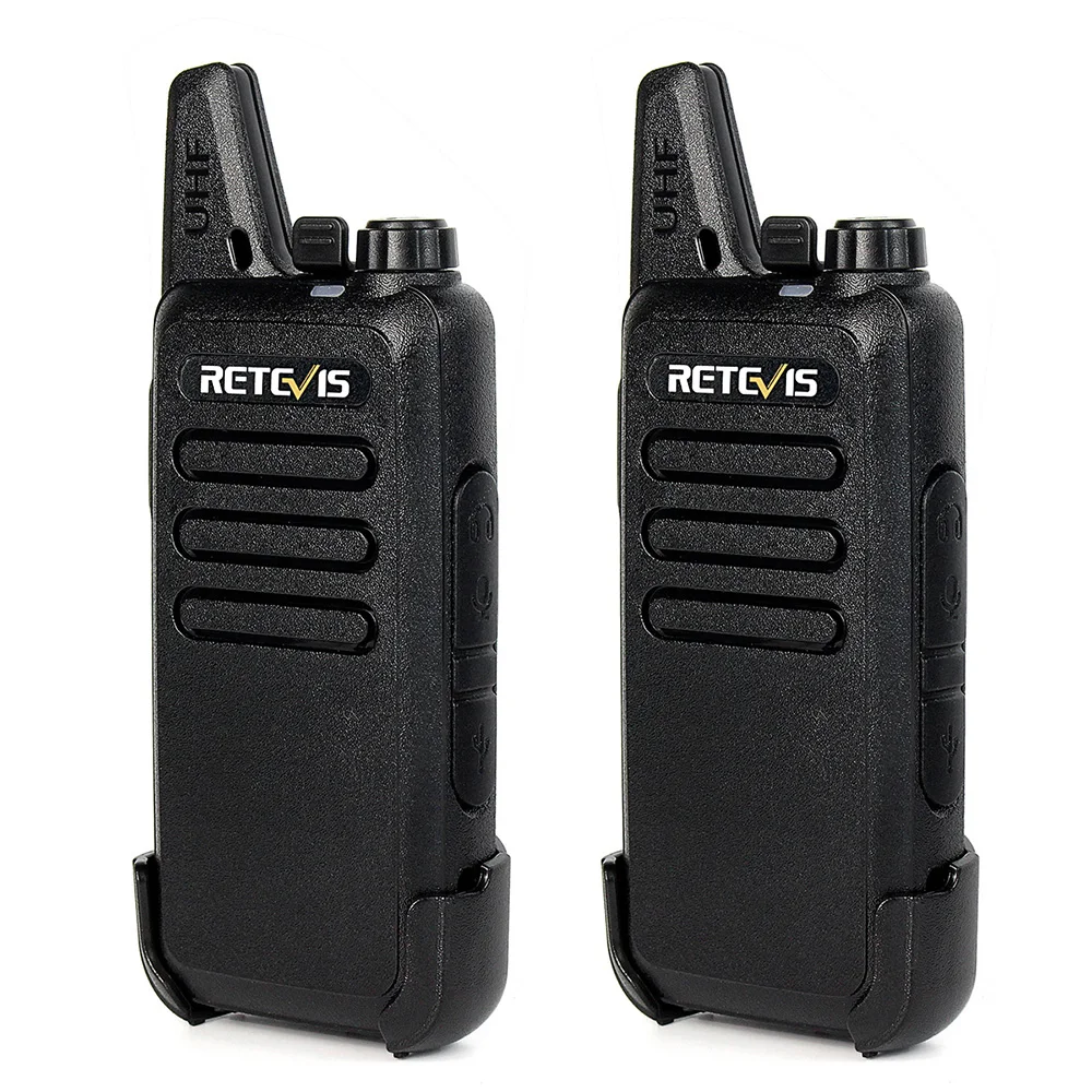 

2PCS Retevis RT22 Handheld Intercom Rechargeable Walkie Talkie UHF 400-480MHz 2W 16 Channels VOX PTT Civilian License-free