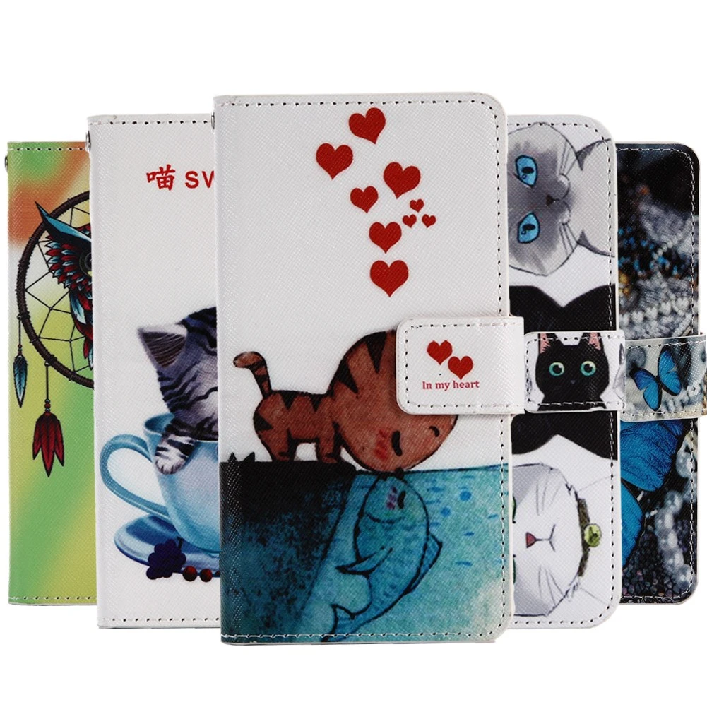 GUCOON الكرتون محفظة حالة ل Jinga Optim 4 جرام الأزياء بو الجلود جميل بارد غطاء الهاتف المحمول حقيبة درع