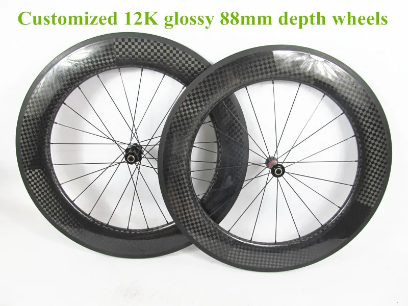 Clearance Farsports customized DT240S hub 12K rim 30 38 50 60 88mm tubeless carbon wheel 23 25mm wide clincher road wheelset 9