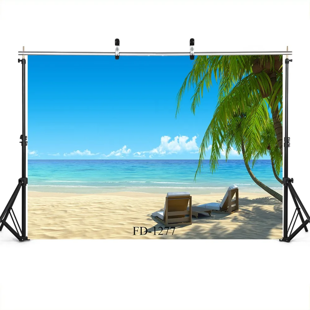 Beach Palm Tree Chair Photography Backdrop for Photo Shoot Child Baby Shower Cloth Computer Printed Background | Электроника