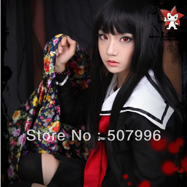 Ell Gadis Jigoku Shoujo Enma Ai Sekolah Sailor Uniform Cosplay