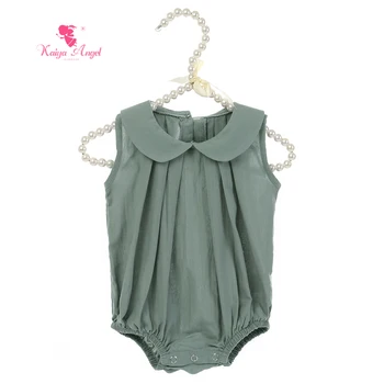 

Kaiya Angel 2019 Newborn Baby Girl Rompers Summer Solid Sleeveless Covered Button Ruched Simple Style 5pcs/lot Factory Wholesale