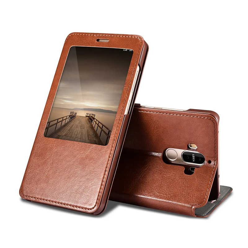 Luxury PU leather view window Flip Case for Huawei mate 9 High quality back cover For