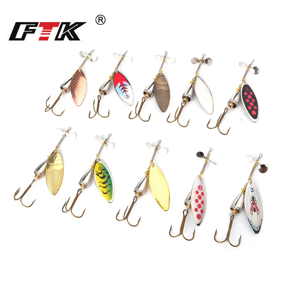 

FTK 1PC Fishing lure Spinner Bait Fishing Lures Pesca Spinner Sequin Paillette Long Cast Coloful carp Pike With Mustad Treble
