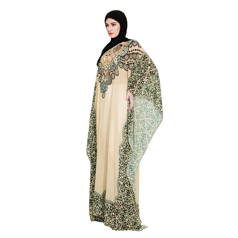 Женское шифоновое платье Baju Kurung повседневное свободное с длинным рукавом