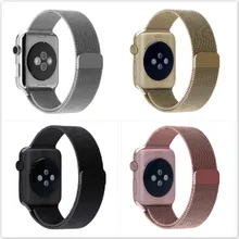 Para a apple watch bandas 42mm milanese laço banda strap ligação pulseira de aço inoxidável para iwatch 42mm 38mm preto