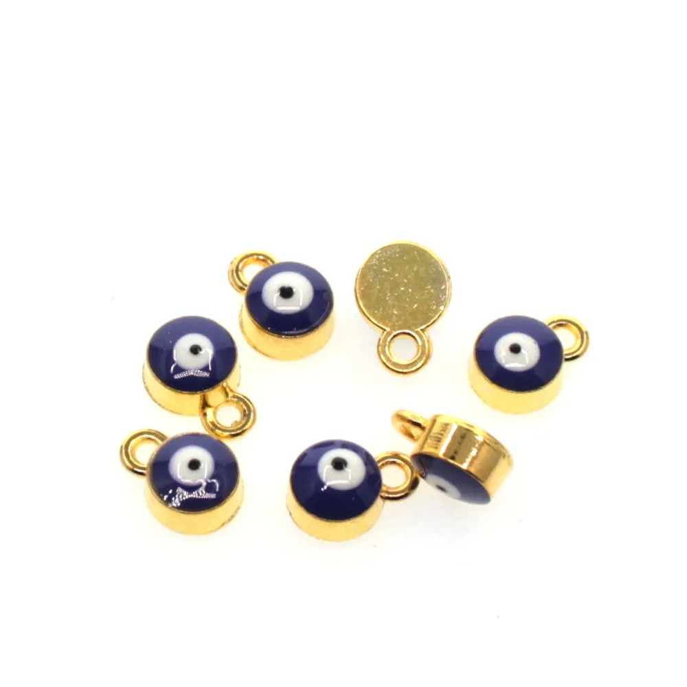 

TEVIDA 50pcs Gold Evil Eye Spacer Beads Pendant For Necklace Charms Bracelet & Bangle Jewelry Accessories 7 x 10 mm