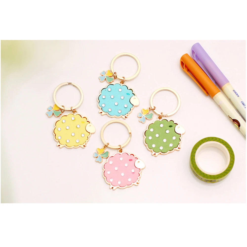 

suti 2017 new coming stainless steel keychain Crystal Bag Pendant fashion sheep keyring key chain key ring holder charms