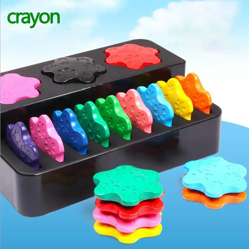 

12 Colors Children Finger Crayons Safe Non-toxic 3D Colorful Crayons Set 160g Above years old Snowflake Shape