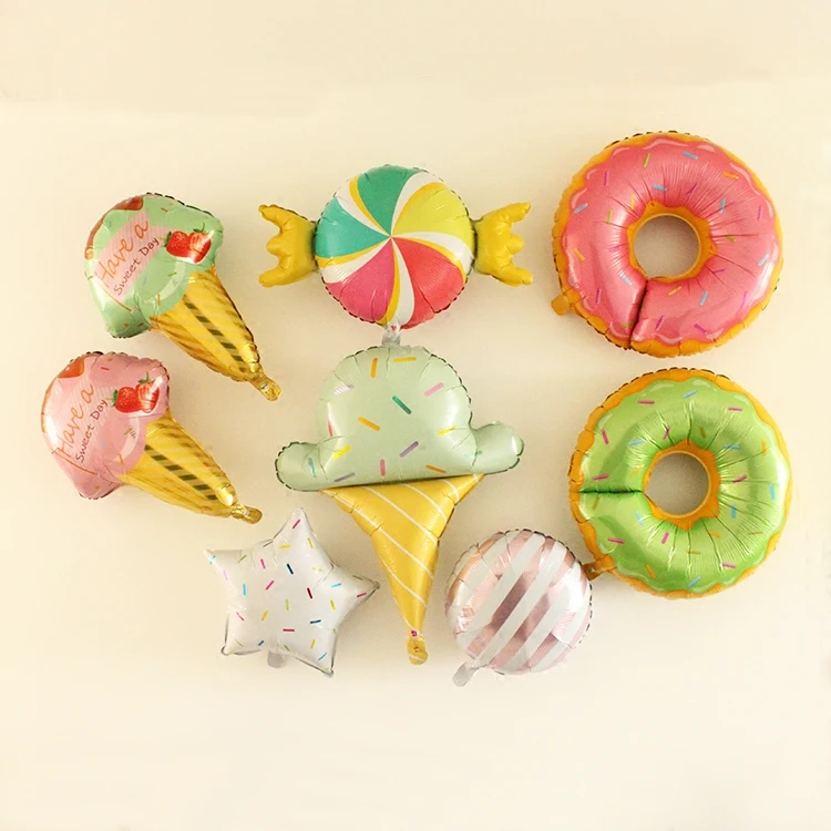 

New Candy ice cream cake Lollipop donut balloon baby birthday party decoration decorative inflatable Doughnut Birthday Favor Toy