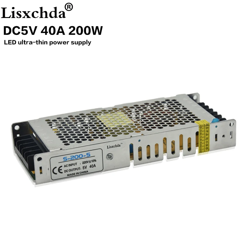Lisxchda 5V 40A 200W Switching Ultra-thin power supply Driver For LED Light Strip Display AC220V Free Shipping | Обустройство дома