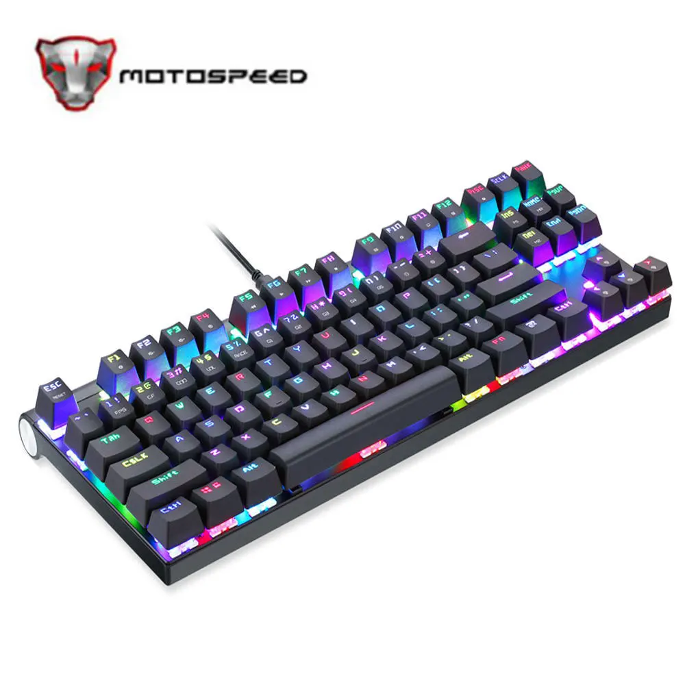 Дешево CK101 Проводная Механическая игровая клавиатура Металл 87 клавиш RGB синий красный переключатель светодиодный klavye с подсветкой для геймера ком...