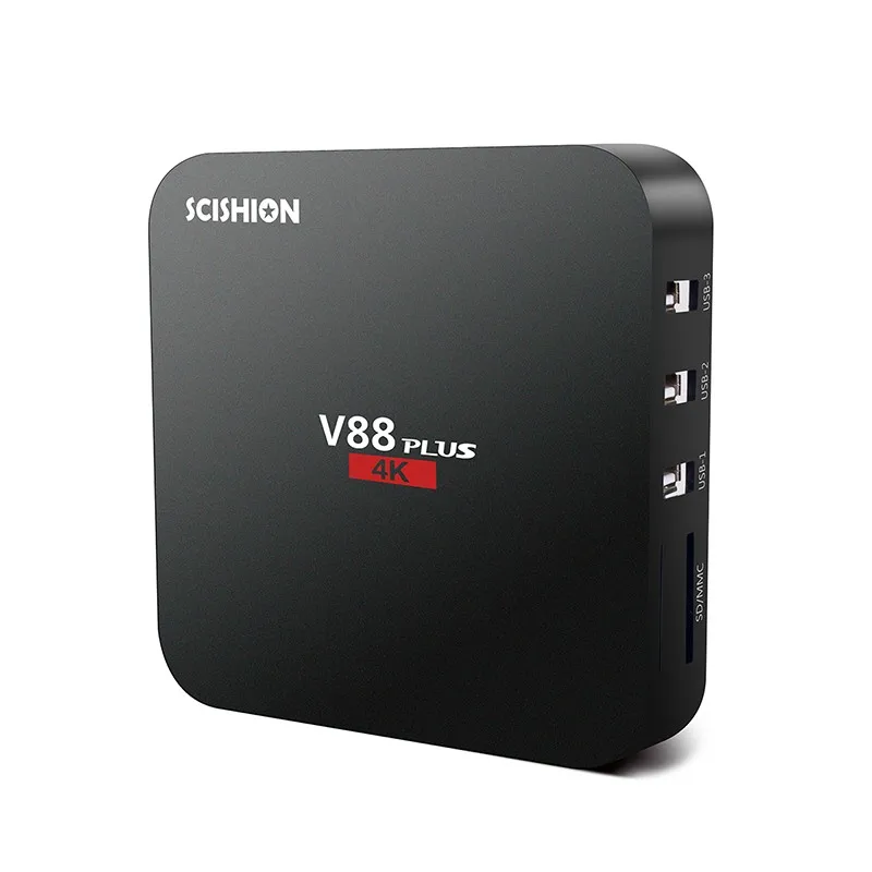 SCISHION V88plus V88 Plus Android tv Box 4K 2G 8G Android 6,0 четырехъядерный Rockchip 3229 WiFi Поддержка VP9 H.265 телеприставка мини-ПК