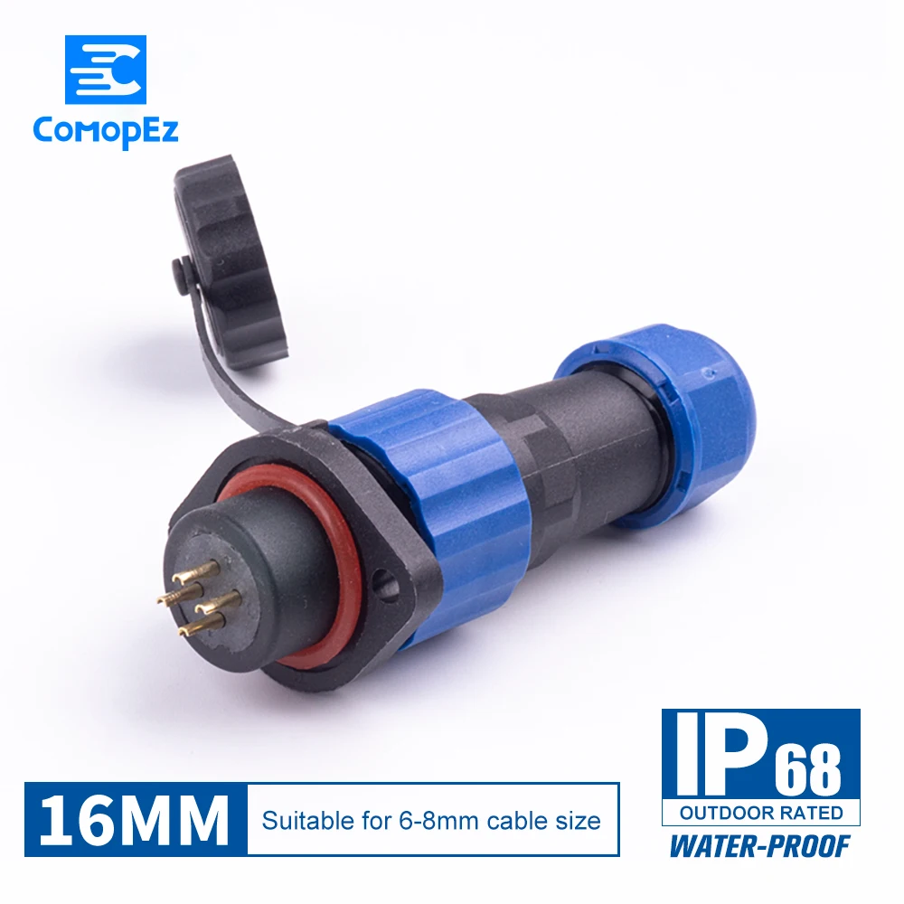 

Waterproof Cable Connector SP16 Type IP68 Aviation Connector 2 Hole Plug & Socket Male And Female 2 3 4 5 6 7 9 Pin SD16 16mm